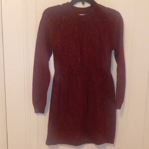 Burgundy with silver shimmer Knit Sweater Dress girl Large